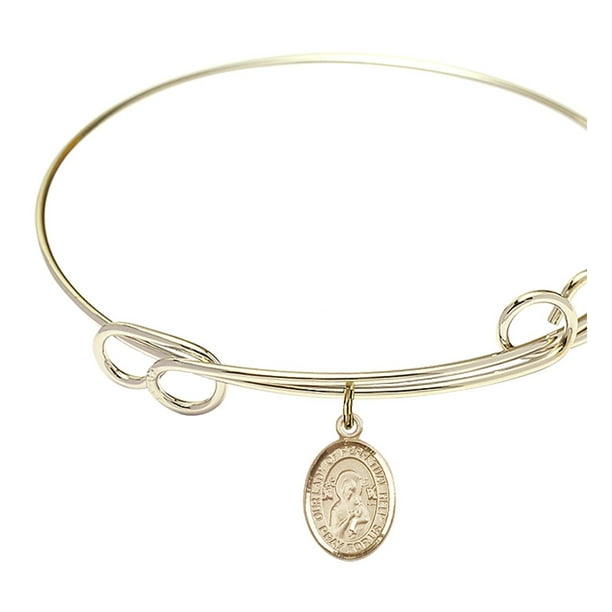 Our Lady Of Perpetual Help Charm On A 8 1/2 Inch Round Double Loop Bangle Bracelet 